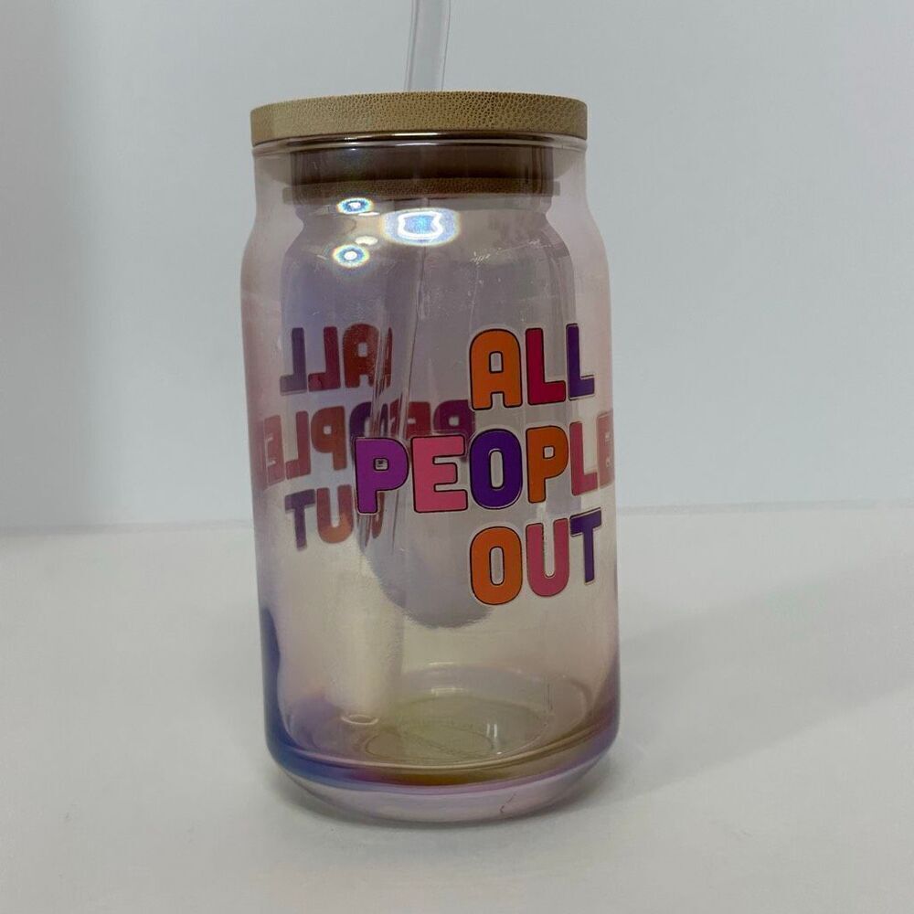 All Peopled Out Glass Tumbler with Bamboo Lid and Straw